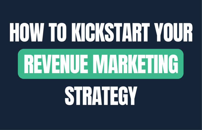 Visual with a headline named 5 Cost-efficient elements to kickstart your revenue marketing strategy and an icon showing a dollar sign with three arrows above it pointing upwards.